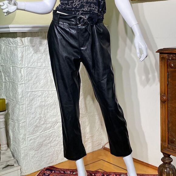NWOT Lucy Paris Londyn Faux Leather Belted Ankle Pants - Picture 5 of 16